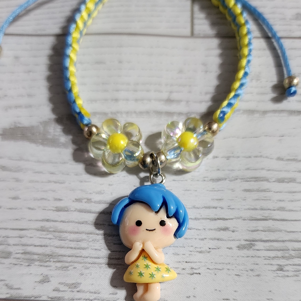 Hand Crafted Blue and Yellow Bracelet with DISNEY Joy